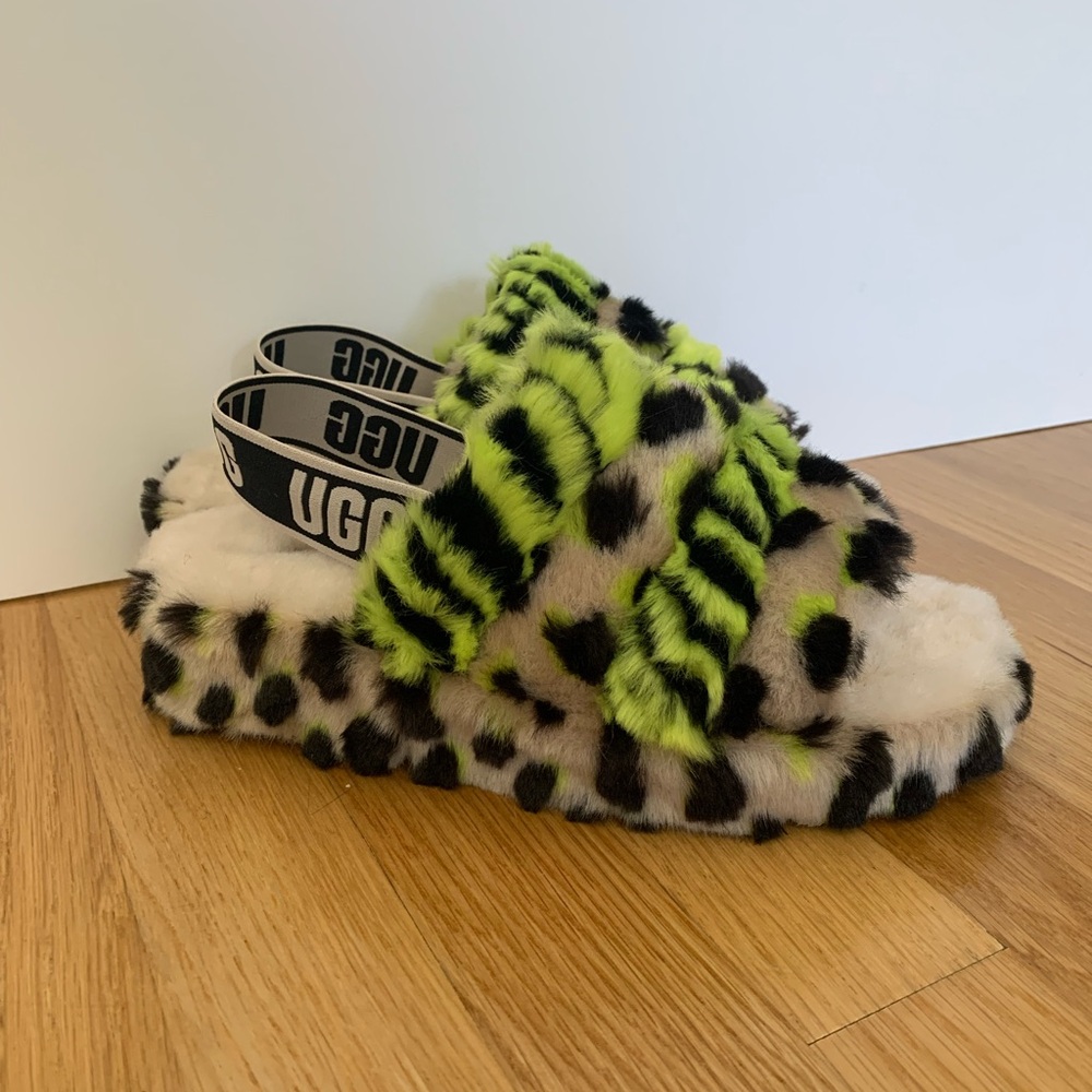 Billie Eilish Green Leopard Style Ugg Sandals